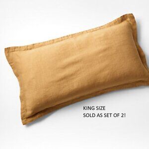 EUC/Back in Package:Crate&Barrel Set of 2 King Shams Brulee Brown Natural Hemp